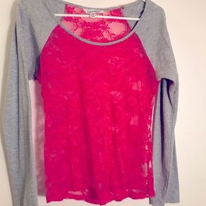 Pink and grey long sleeve tee